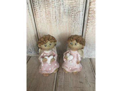 Bílo-růžový andílek se srdíčkem