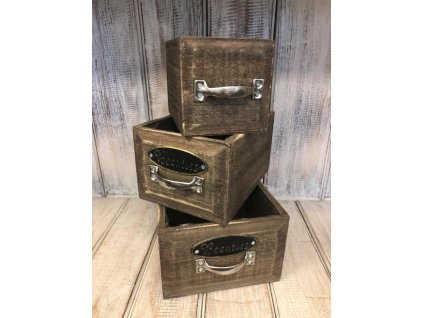 Šuplík/květináč hnědý-set 3ks
