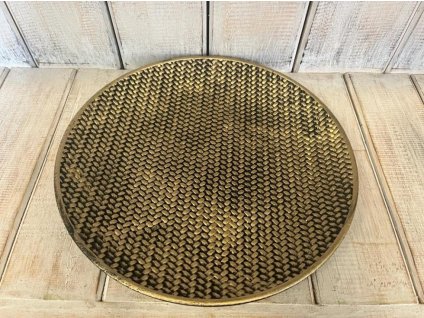 Podnos plast. černo/zlatý kulatý