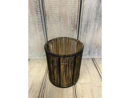 Svícen černo/zlatý z drátků malý