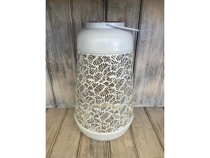 Svícen kovový bílo/zlatý s lístky