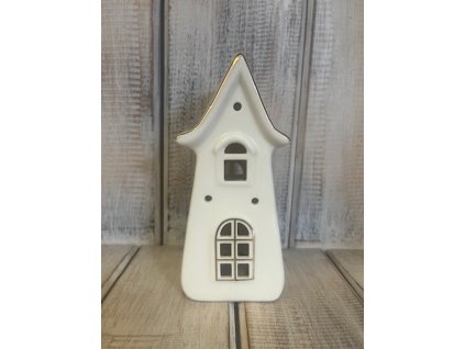 Domek LED bílo/zlatý tvarovaný