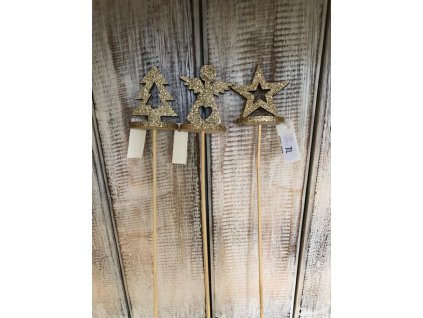 Dřevěný vánoční zápich mix-stromek,hvězda,anděl