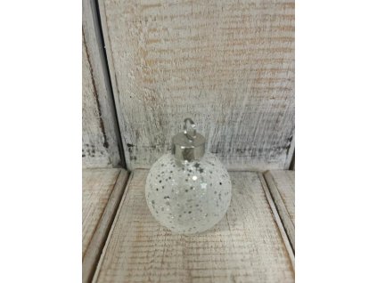 Vánoční ozdoby skleněné bílo/stříbrné - set 6ks