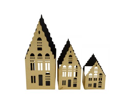 Kovový domek na čajovou svíčku - velký zlatý