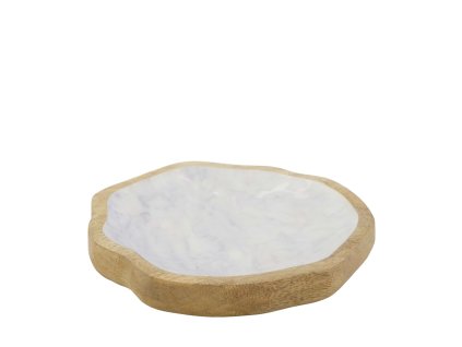 Miska mango dřevo s glazurou- bílá malá