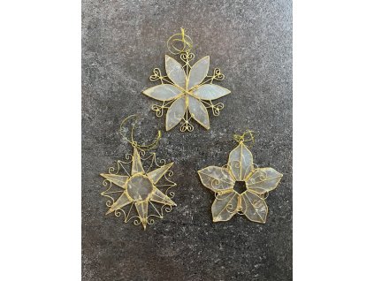 Hvězdy z mušle capiz - sada 3 ks