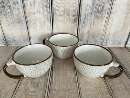 Keramický hrneček - mřížka/rybí kost/kytička