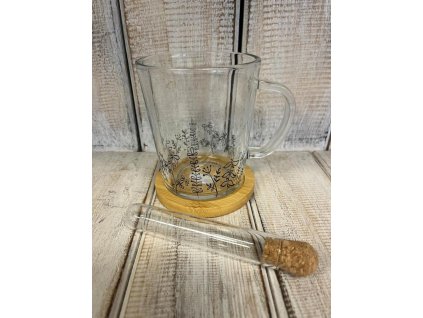 Hrnek s podšálkem sklo/bambus + infuzér