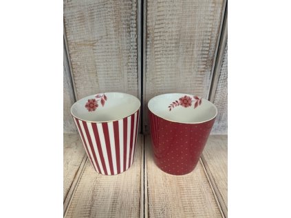 Hrneček porcelánový červeno/bílý