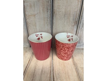 Hrneček porcelánový červená/bílá