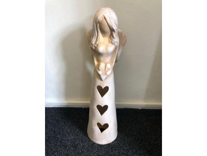Keramický anděl bílý se srdcem - malý