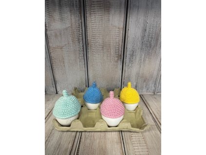 Háčkované čepičky na vajíčka - 4 barvy