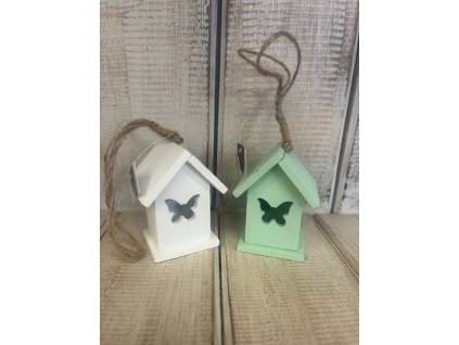 Domek dřevěný bílá/zelená mix.2ks