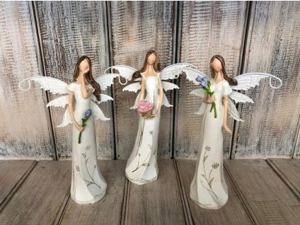 Anděl z polyresinu s kovovými křídly - 3 druhy