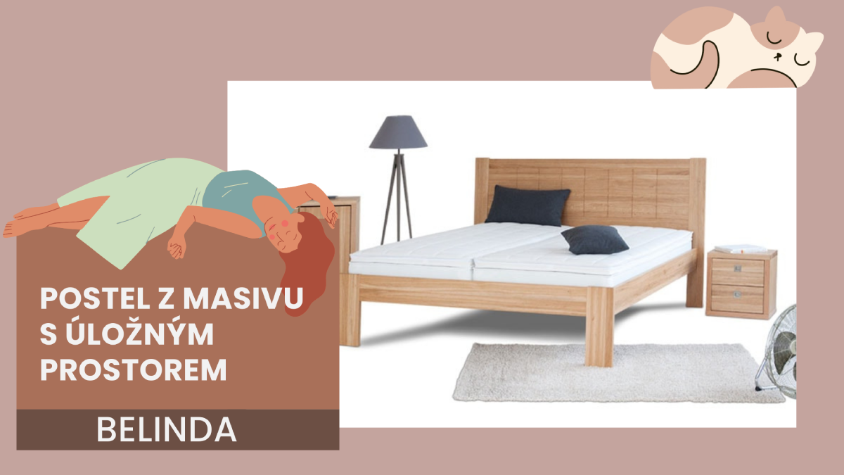Postel z masivu Belinda s úložným prostorem