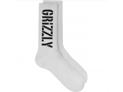 GRIZZLY Stamp Socks Wht