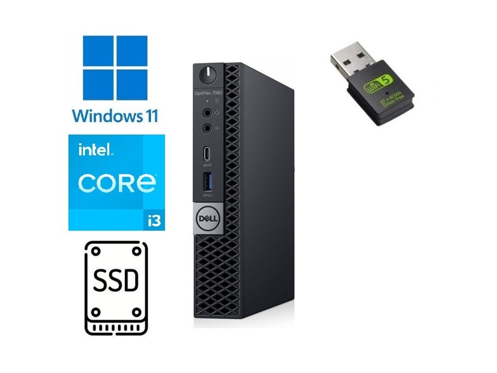 Stolní počítač Dell OptiPlex 7060 s procesorem Intel Core i3.