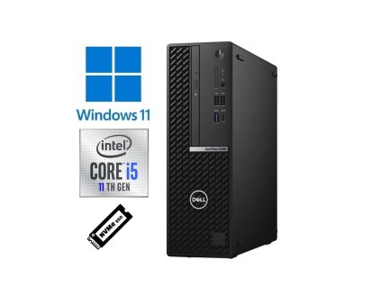 Obrázek kompaktního stolního počítače Dell Optiplex 5090 SFF s procesorem Intel Core i5 10. generace, ideální pro kancelářské použití.