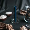 Thin turquoise candle