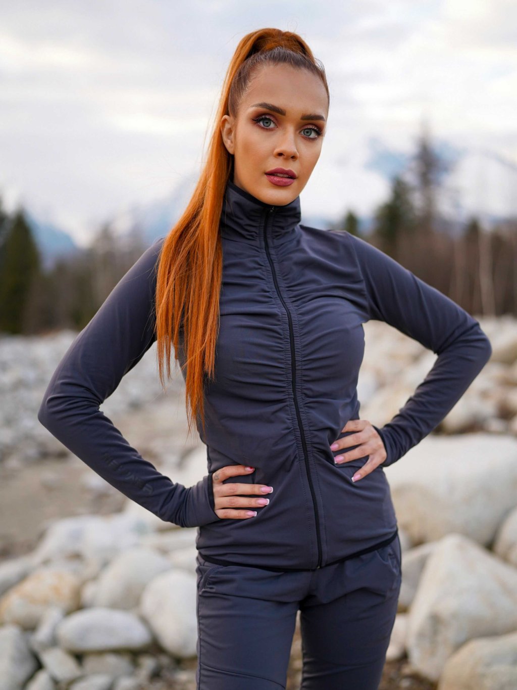 Felpa sportiva da donna traspirante colore grigio ZB201 NEYWER