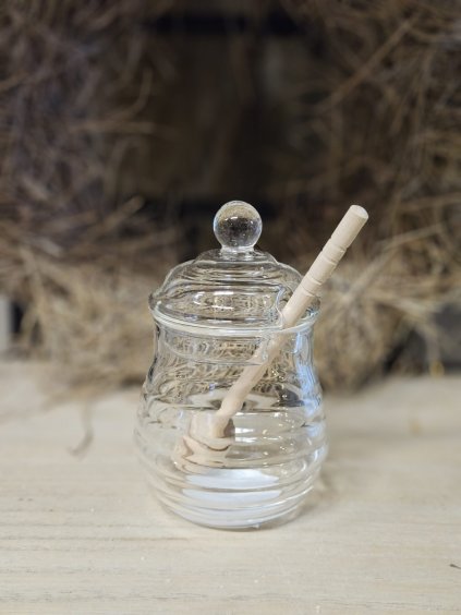 Sklenená nádoba na med