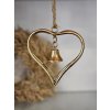 Zlaté kovové srdce so zvončekom (Veľkosť S)