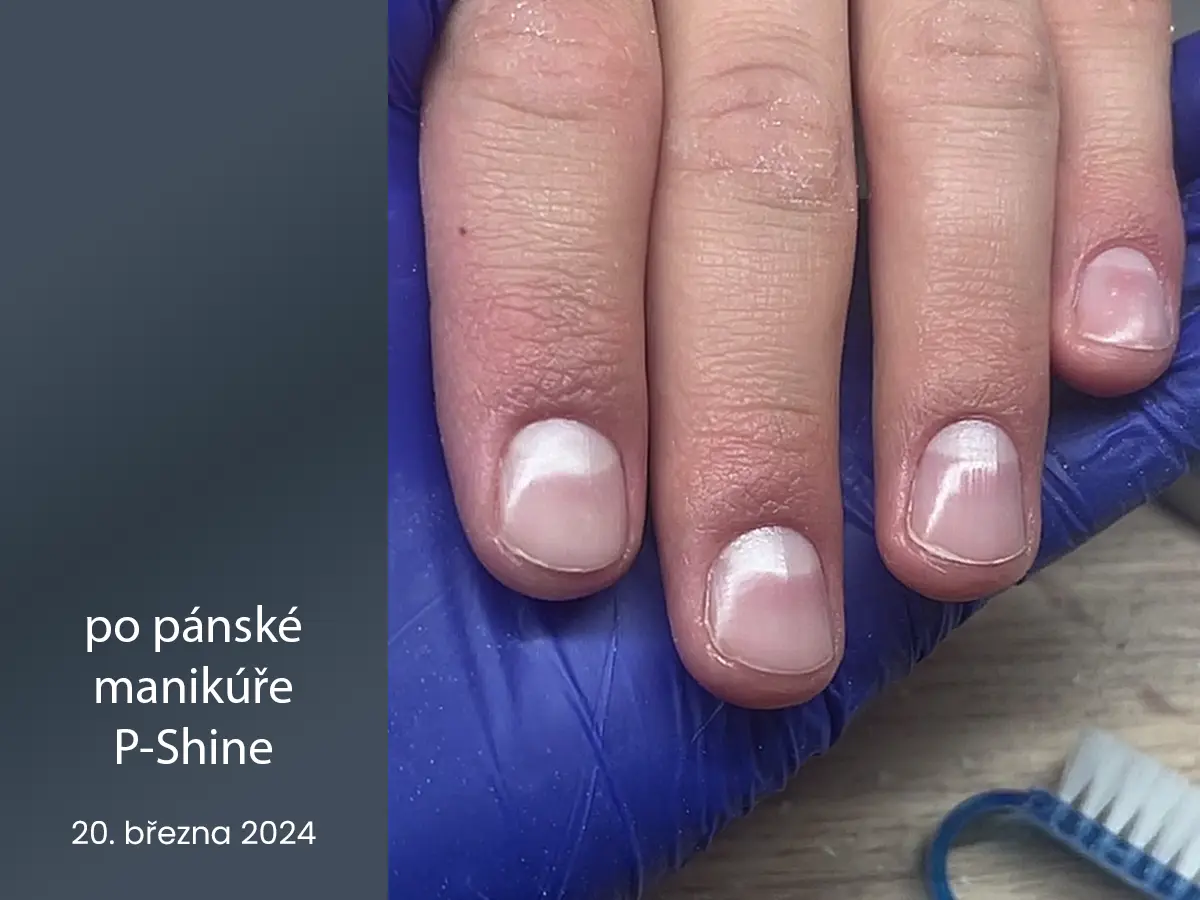 Pánské ruce po manikúře P-Shine v Nehtovém Studiu NG Pedikura Praha.