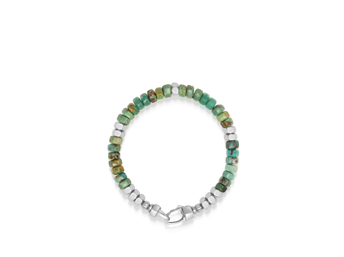 nialaya men s beaded bracelet men s hexagon beaded bracelet with green turquoise and silver men s hexagon beaded bracelet with green turquoise and silver 1160763712