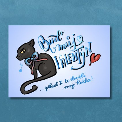 Přáníčko - Buď můj Valentýn KOČKA