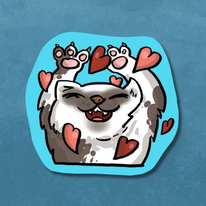 Samolepka - kočka se srdíčky