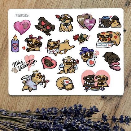 mops valentýn samolepky foto222