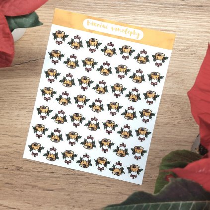 vánoční zvonečky arch samolepky