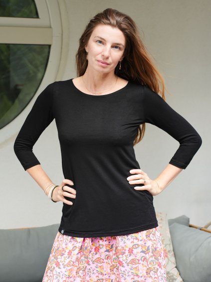 cerne triko Selene 3 4 rukav bambus nicebelly