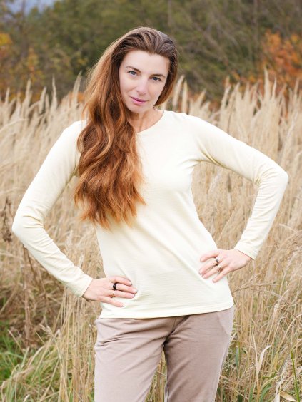 triko z merino úpletu s dlouhým rukavem smetanove NiceBelly