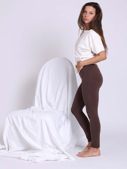 zateplene leginy espresso hneda3 s napletem NiceBelly