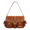 NICOLE LEE Boho kabelka  – Květinová s listky - hnědá