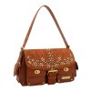NICOLE LEE Boho kabelka  – Květinová s listky - hnědá