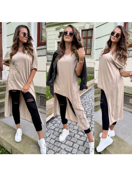 Stylové prodloužené tričko výběr barev
