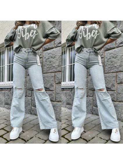 Zvonové trhané džíny