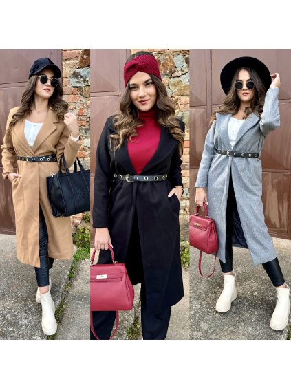 Kabát s páskem 3 barvy