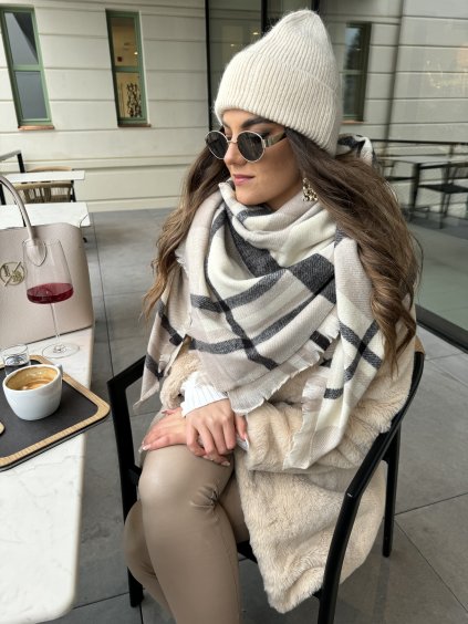 Pléd velký kostka béžový