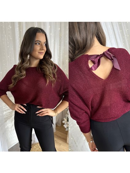 Svetřík s mašlí bordó