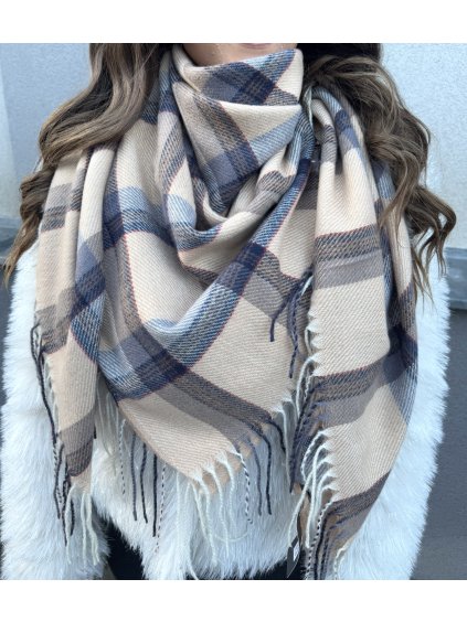 Pléd velký kostka béžový