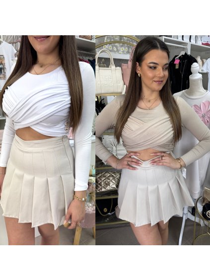 Crop tričko s knoflíky