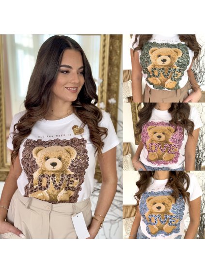 Tričko Teddy bílé gold