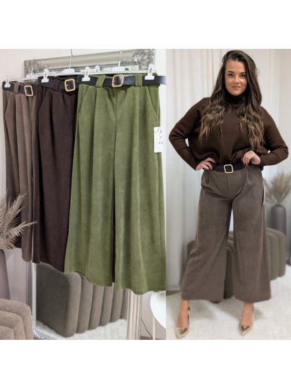 Manžestrové široké kalhoty s páskem