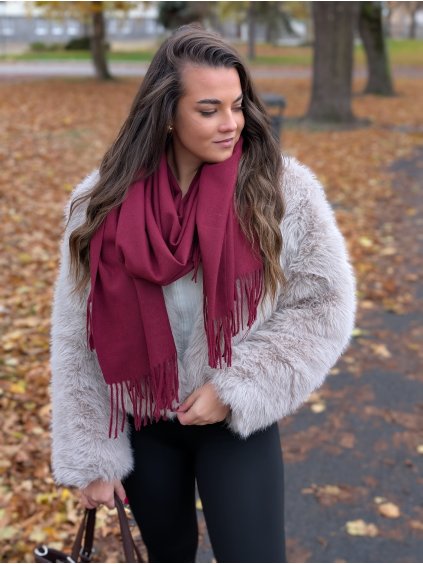 Kašmírová šála extra teplá bordó