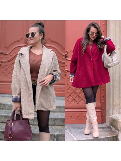 Kabát oversize Katty vínový