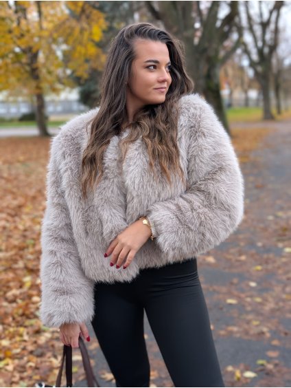 Luxusní kožich Bissi béžový a hnědý